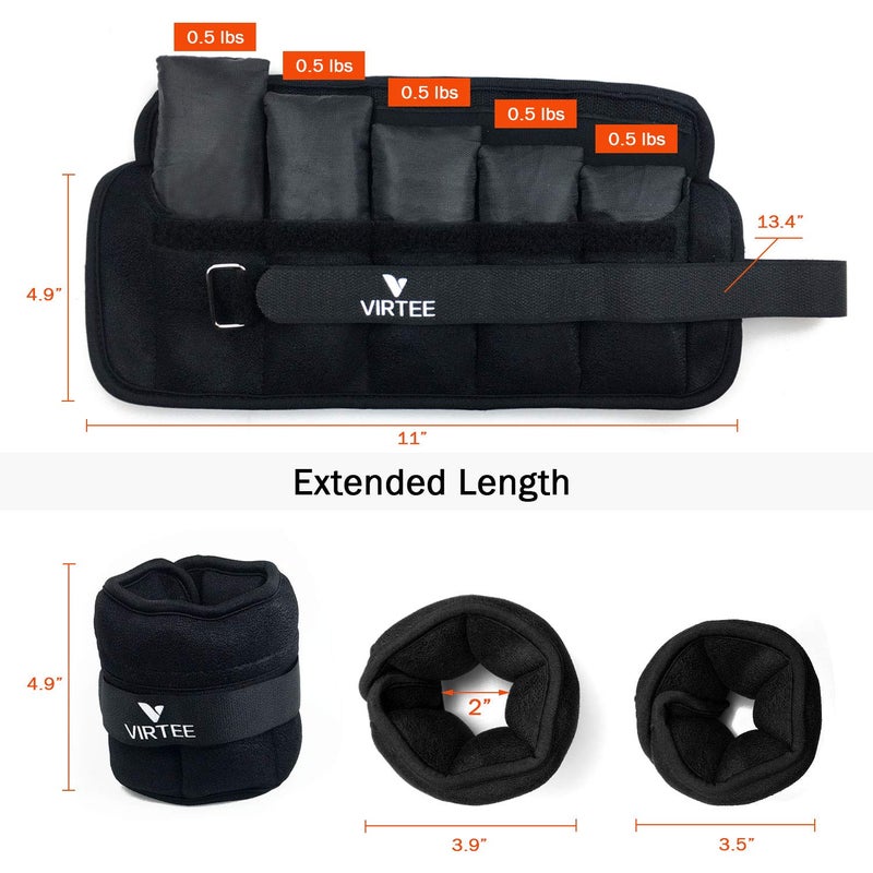 Virtee Adjustable Ankle Weights for Women Men Kids, Wrist Weight Set 1-5 lbs (1 Pair) with Removable Weight for Jogging, Walking, Gymnastic, Workout, 0.5-2.5 lbs Each Pack, 2 Pack - Image 2
